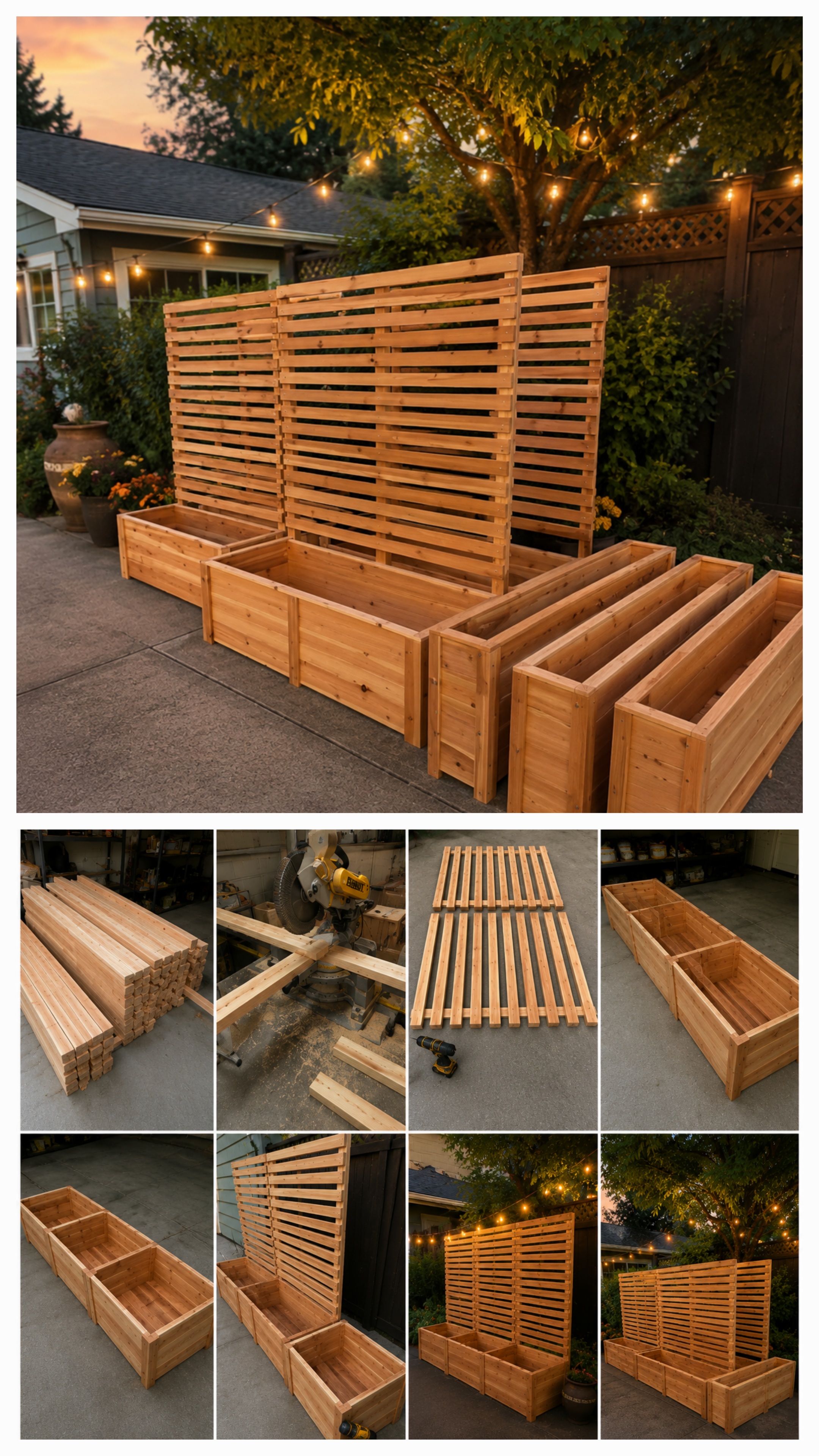 Custom cedar planter boxes and privacy screen in Vaughan, GTA