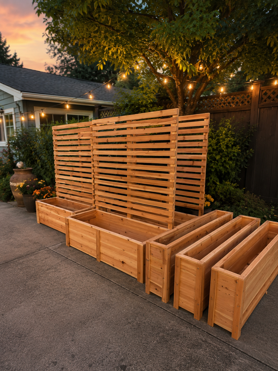 Custom cedar planter boxes with privacy screen in Vaughan, GTA — Olprrix Services