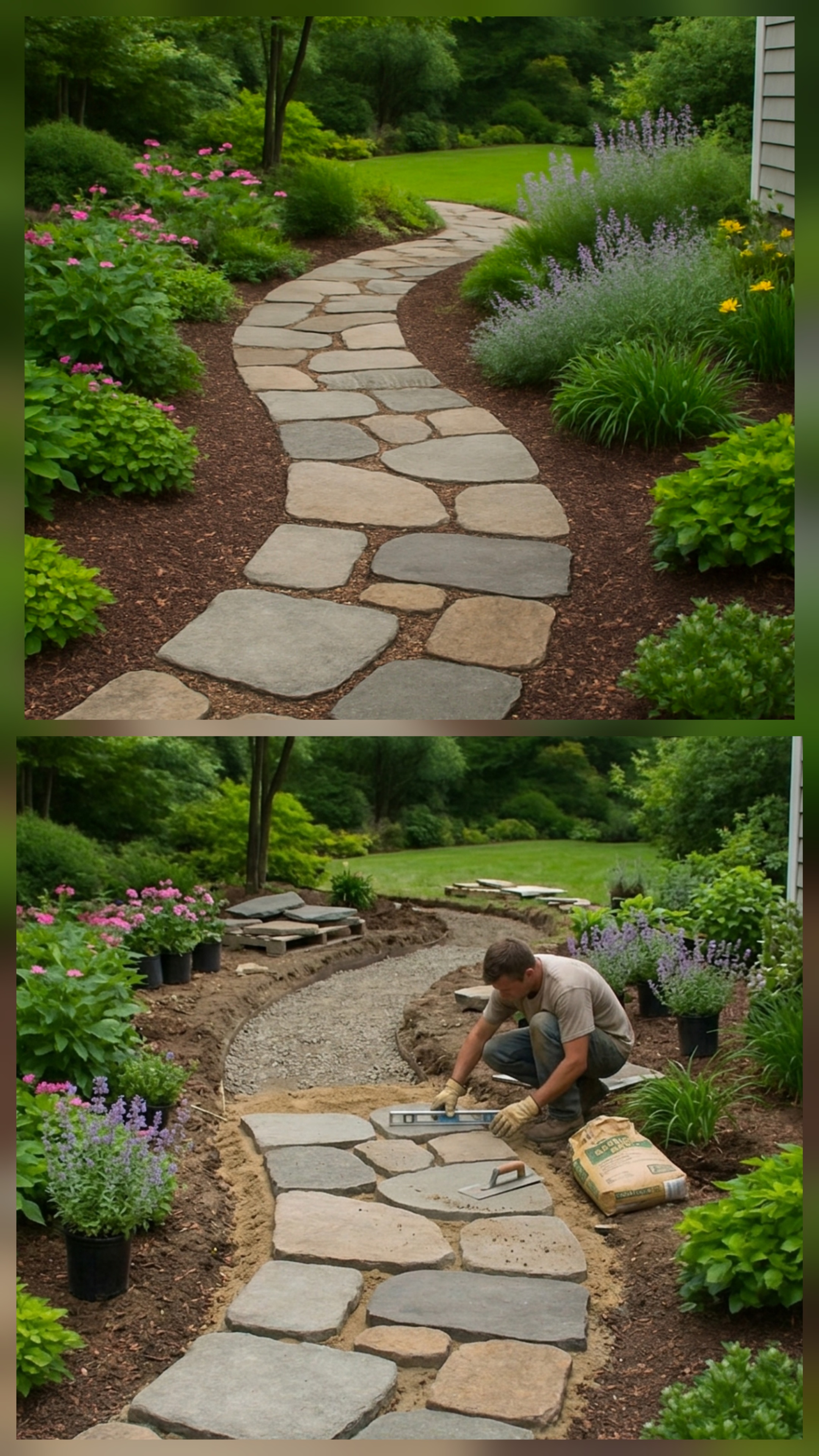 Flagstone garden path installation in Markham — Olprrix Services handyman in Toronto and GTA