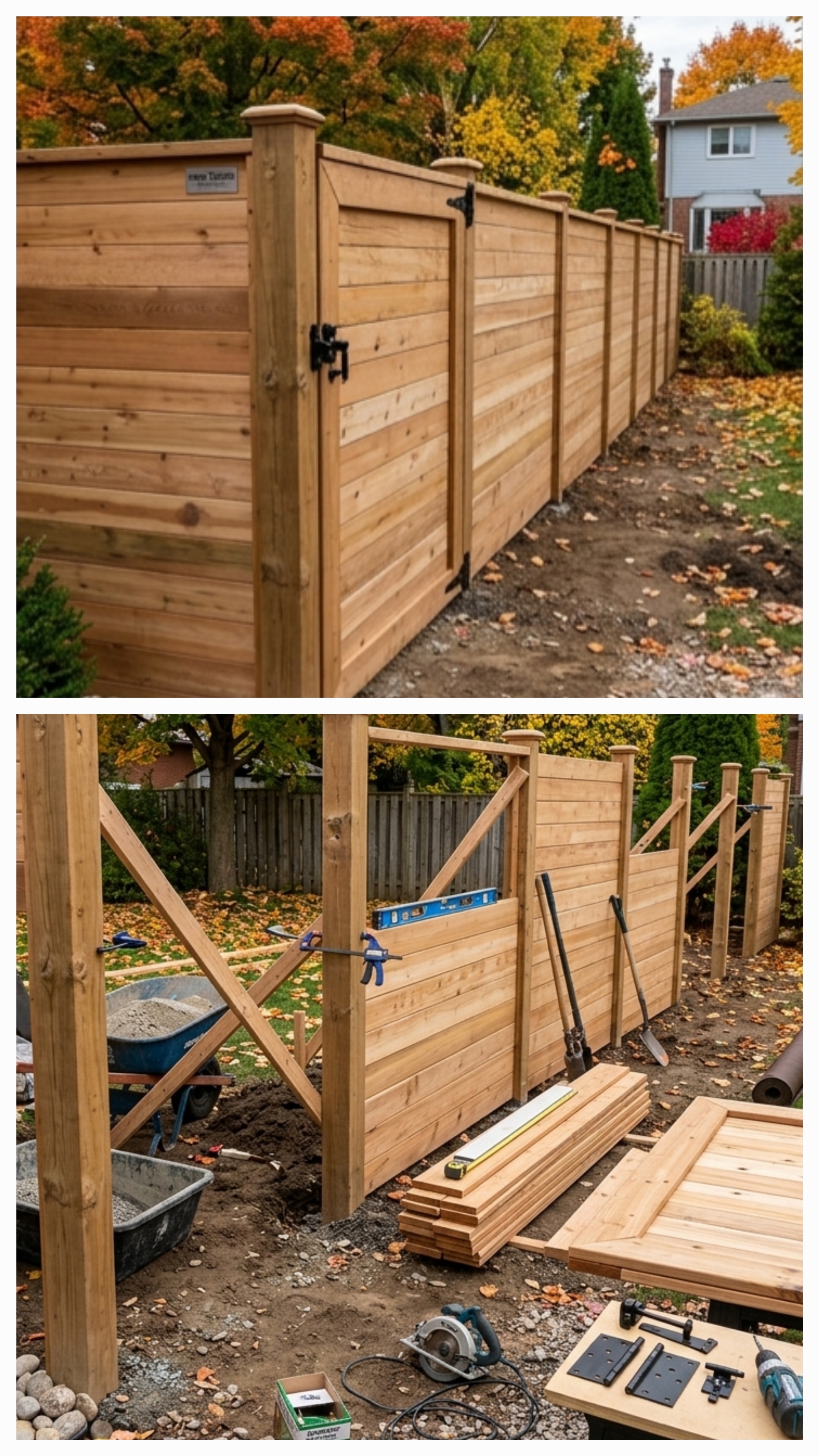Cedar wood fence and gate installation in Etobicoke — Olprrix Services handyman in Toronto and GTA