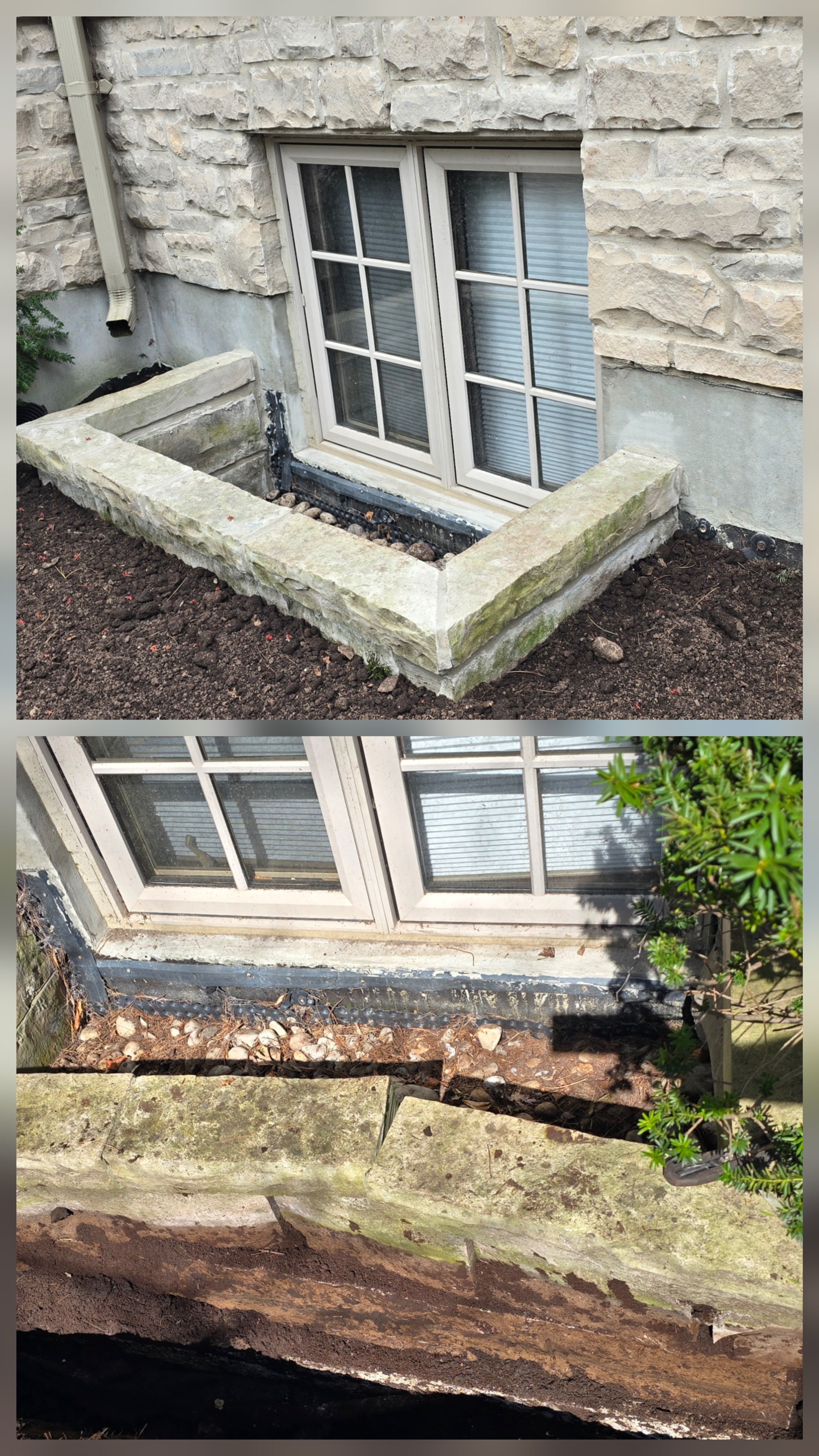 Window well and stone sill restoration in Brampton, GTA