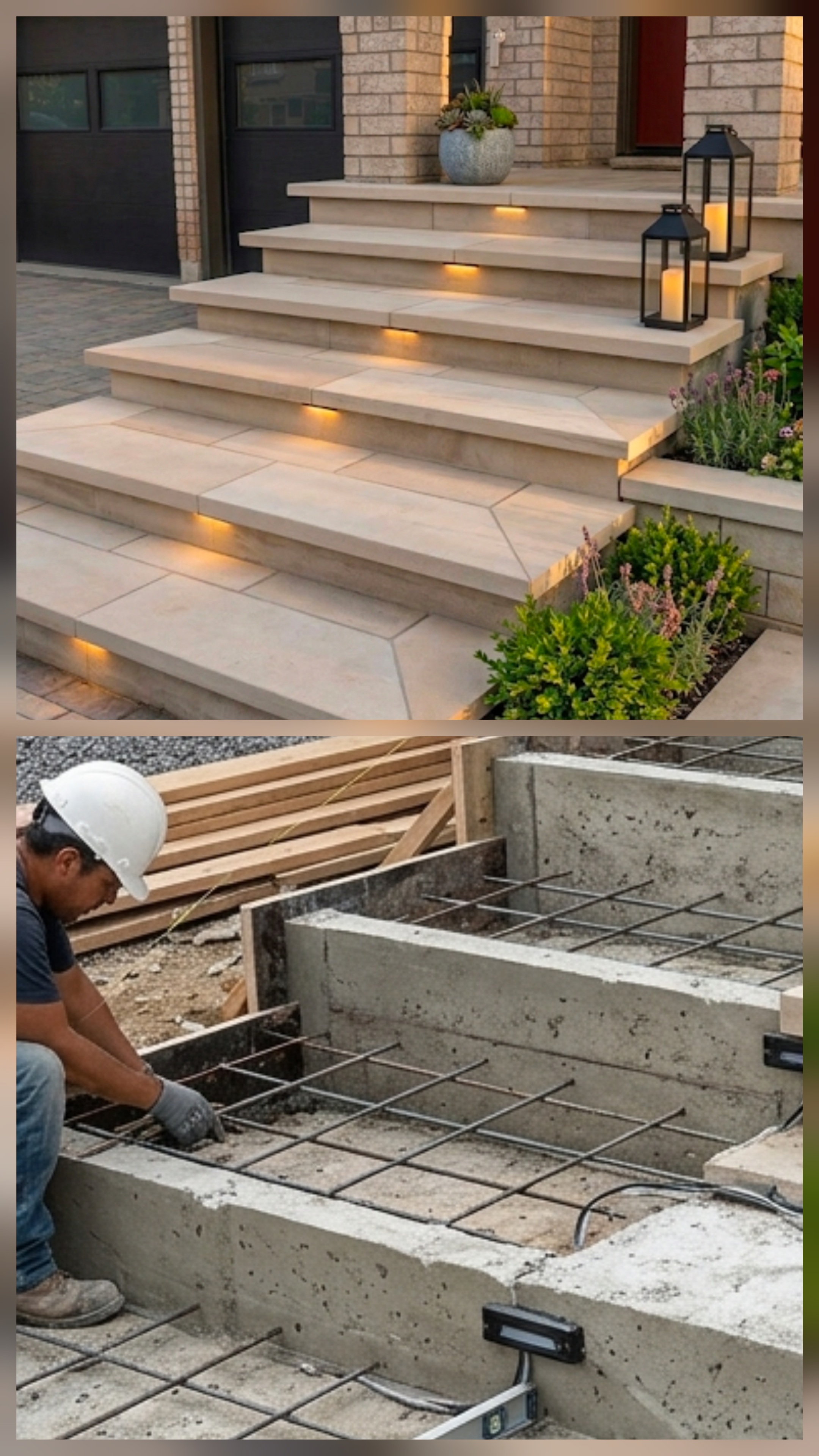 Stone entrance steps installation in Mississauga, GTA