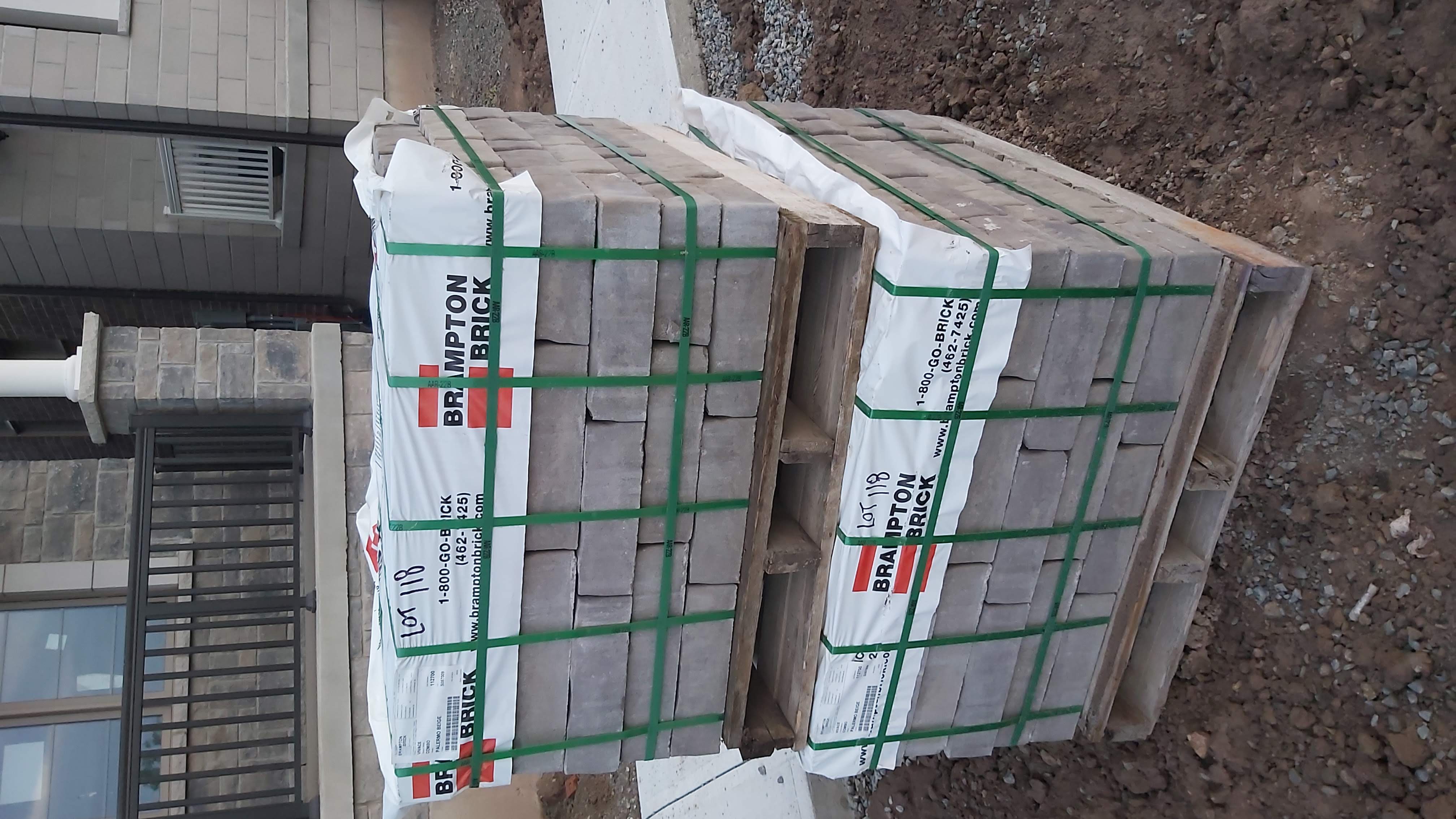 Brick pallets delivered to a build site in North York, GTA
