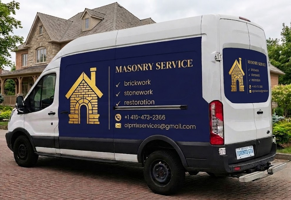 Olprrix Services masonry service van for brickwork, stonework and restoration across Toronto and GTA